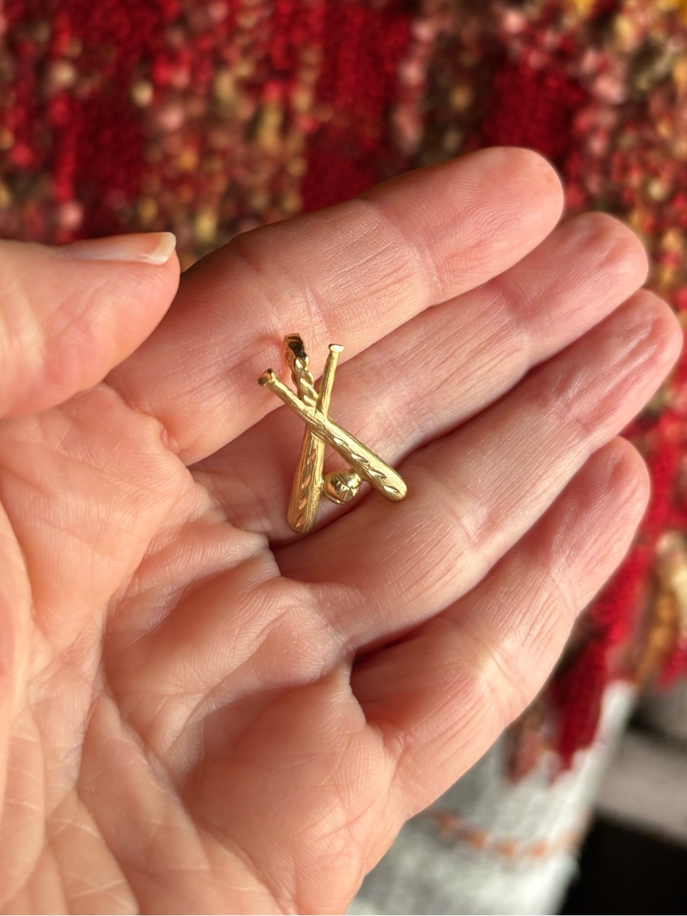 14k Gold Baseball Bats & Ball Pendant Charm